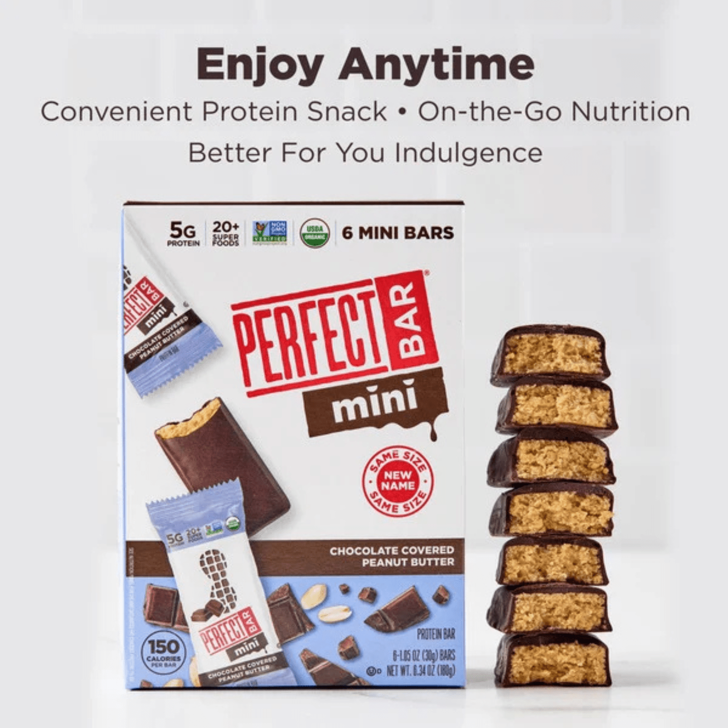 Perfect Bar Mini Chocolate Covered Peanut Butter Protein Bar, Gluten-Free 6 oz 6.34 oz • 6 x 6.34 oz