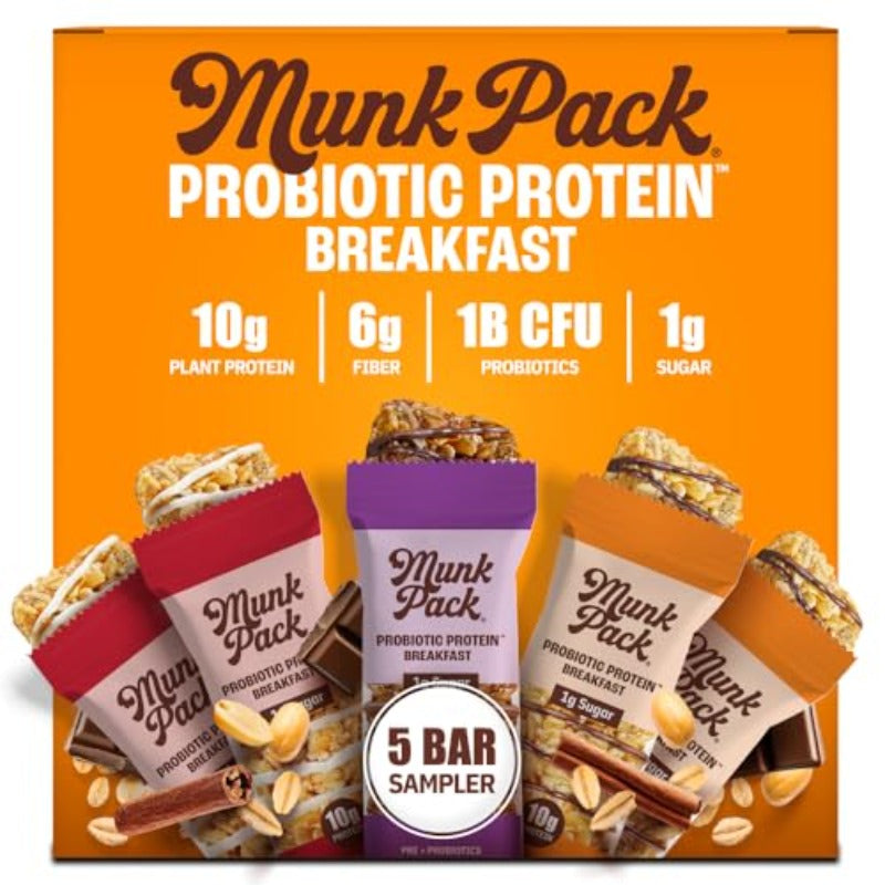 Probiotic Protein Breakfast Bars 10g Plant Protein 1g Sugar 6g Fiber For Adults Low Sugar Snack GlutenFree DiabeticFriendly NonGMO Sampler Pack 5 Pack